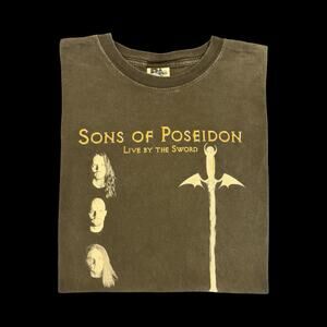 Vintage Sons Of Poseidon Band Tee XXL Black Graphic Shirt Y2K Metal